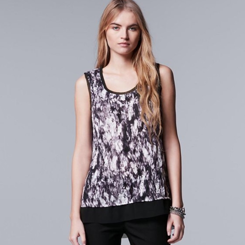 Simply Vera Vera Wang Crinkle Tank Top Size Large